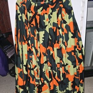 Kara Boutique Free Size Maxi Skirt Camo In Day Glow Orange Print